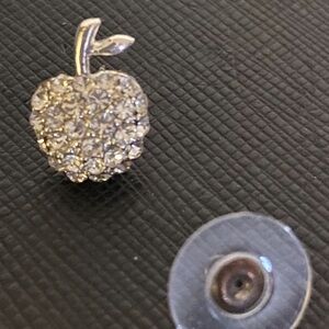 Cute small costume jewelry diamond apple pin- perfect for a teacher.
